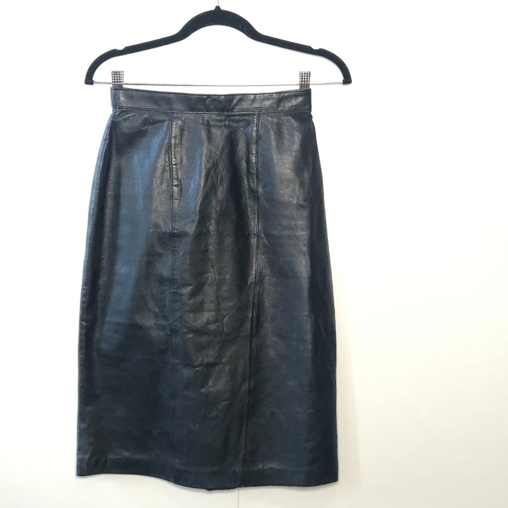 Dana Brooke Genuine Leather Black Skirt - Sz 4